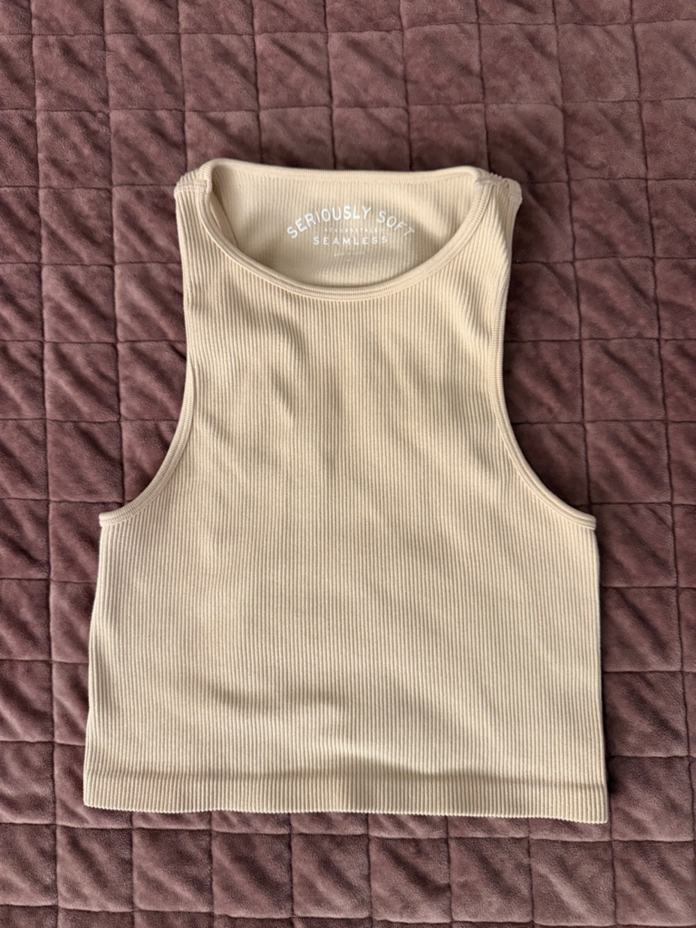 Aeropostale Cream Ribbed Cropped Tank